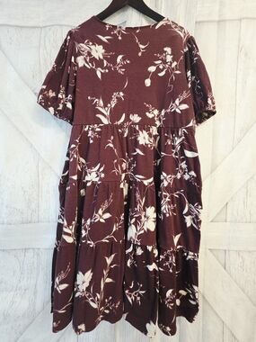 Ava & Viv Floral Tiered Dress 1X | Soft Textured Knit | Cozy Everyday Style